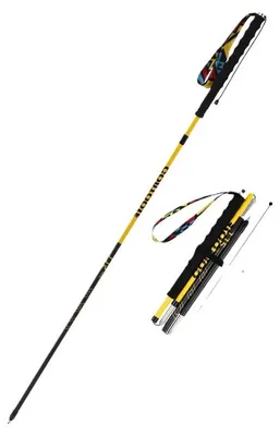 Produktbild von Professionelle ultraleichte faltbare 3K Carbon Trekkingstöcke 115 cm, Carbon Wanderstöcke für Körpergröße 165–175 cm, Bergsteigerstöcke & Trailrunning-Stöcke,Yellow