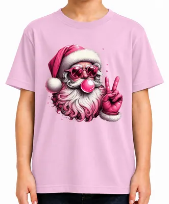 Produktbild von Hippie Weihnachtsmann Sonnenbrille Kaugummi Pink Santa Claus Cool Kinder T-Shirt, Pink, 140