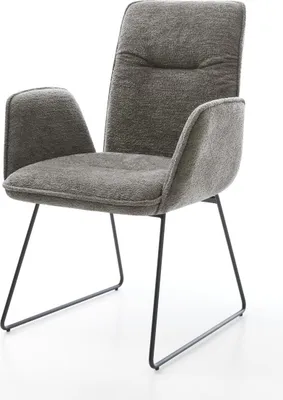 Produktbild von DELIFE Esszimmerstuhl Vinja-Flex Bouclé Soft Schlamm Kufengestell Schwarz