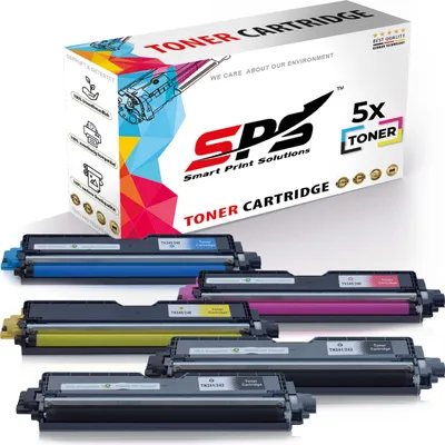 A box of toner cartridges with several toner cartridges displayed in front of it.