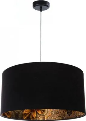 Produktbild von Hängelampe Stoff in Schwarz Gold Velours Optik E27