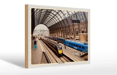 Produktbild von Holzschild Städte London UK King`s Cross Station 30x20cm
