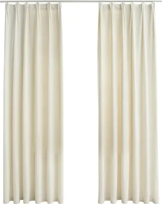 Produktbild von vidaXL Verdunkelungsvorhänge mit Haken 2 Stk. Samt Creme 140x225cm