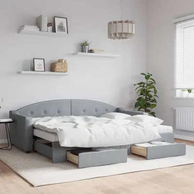Image de Maison Exclusive - Canapé-lit convertible avec tiroirs, gris clair, 80 x 200 cm, tissu