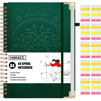 Produktbild von Notizbuch A4 Liniert, 150 Blatt, Hardcover, Dunkelgrün, 21 x 29,7 cm