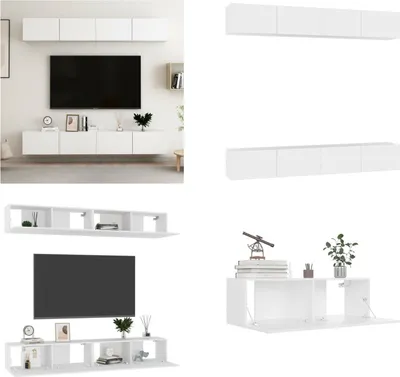 Obrázok produktu pre vidaXL TV skrinky 4 ks. Biela 100x30x30 cm Materiál na báze dreva - TV skrinka - TV skrinky - HiFi skrinka - HiFi skrinky