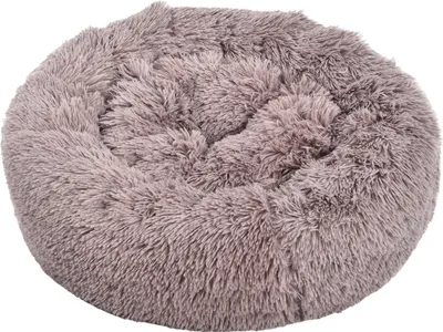 Produktbild von Dehner Lieblinge Hunde- und Katzenbett Cookie, Größe L, ca. Ø 76 cm, Höhe ca. 17 cm, Polyester, braun