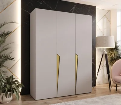 Obrázek produktu pro Elegantní šatní skříň 150 cm SORAYA 1 - kašmír / zlaté úchyty