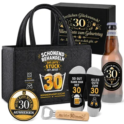 Immagine prodotto di Set regalo per il 30° compleanno da uomo, con borsa e accessori a tema birra