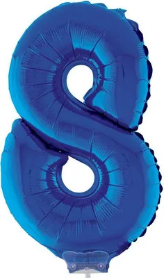 Produktbild von Zahlen Folienballon 41 cm mit Stab - Blau Zahl 8