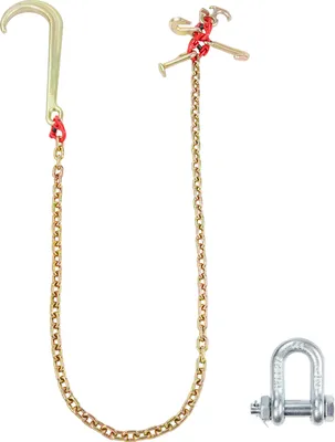 Zdjęcie produktu dla SucceBuy G80 J-Hook Chain, 5/16" x 6', 5400 lbs Tow Chain with 15" Shank J-Hook, RTJ Cluster & Grab Hook, Heavy Duty Steel for Tow Recovery