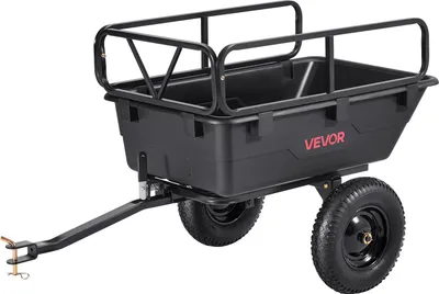 Immagine prodotto di VEVOR rimorchio ribaltabile, 226,8 kg, rimorchio per il trasporto di ATV-UTV, rimorchio ribaltabile per il traino posteriore con pneumatici da 40,64 cm, trazione manuale o a pedale, rimorchio da cantiere pesante per tosaerba, trattori, rifiuti da giardino
