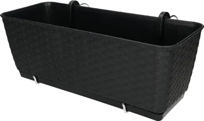 Produktbild von KOTARBAU® Balkonblumenkasten 40x15x15cm mit Bewässerungseinlage Anthrazit Rattan Imitation