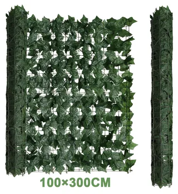 Immagine prodotto di Ikodm Siepe artificiale Siepe frangivista per terrazzo Decorazione da parete Decorazione da parete Verde scuro 300 x 100 cm