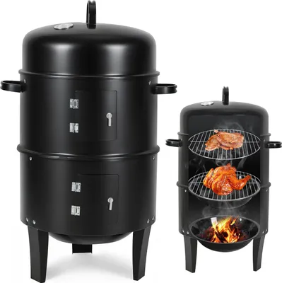 Produktbild von Faziango 3 in 1 Smoker Räuchertonne  Ø 40 cm Räucherofen Holzkohlegrill Räuchergrill BBQ Grilltonne