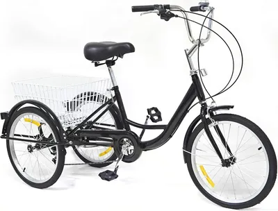 Produktbild von 20 zoll  Erwachsenendreirad    Dreirad  8 Gang Erwachsene Senioren Fahrrad   mit Einkaufskorb  Geschenke für ältere Menschen und Eltern  (Schwarz)