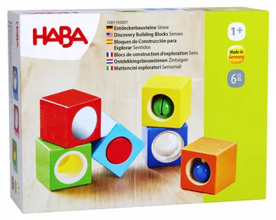 Produktbild von HABA Erkundungssteine – Sinnesbausteine aus Holz ab 1 Jahr – 6 sensorische Baust