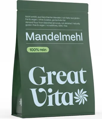 Produktbild von GreatVita Mandelmehl 1000 g | nicht entölt, naturbelassen aus blanchierten Mandeln
