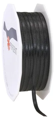 Geschenkband Polyester Schwarz 50 m x 3 mm
