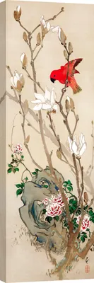 Immagine prodotto di Arte giapponese - Dipinti su tela - Mihata Joryu - Pappagallo rosso, 1830 circa - 120 x 40 cm