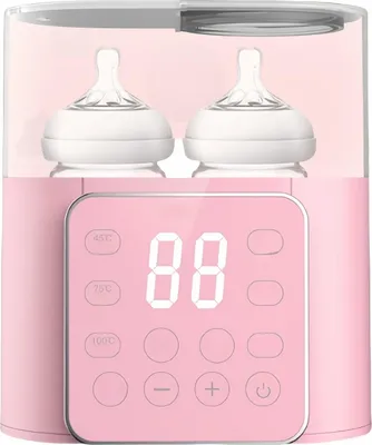 Produktbild von AIORBER 9-in-1 Multifunktionaler Baby Flaschenwärmer mit Sterilisation, Doppel-Flaschen, Schnellaufheizung und Temperaturkontrolle, 220V, Rosa
