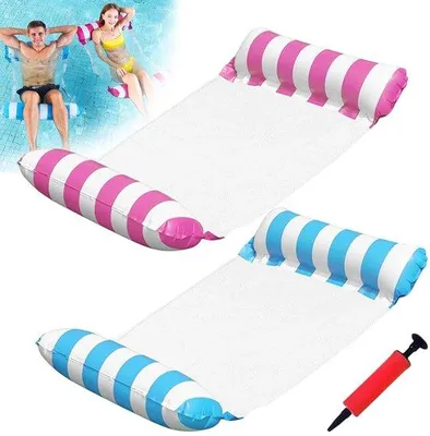 Produktbild von 2 Packungen Luftmatratze, Wasserhängematte, Luftmatratze, Pool-Zubehör, Spaß, Hängematte, Pool, Schwimmer Erwachsene, aufblasbare Wasserhängematte mit Netz, Schwimmstuhl und Pool-Spielzeug