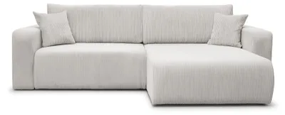 Produktbild von Homebook NELLIO – L-förmiges Ecksofa mit Schlaffunktion, Bettkasten und Cord-Bezug, Universell, Hellbeige