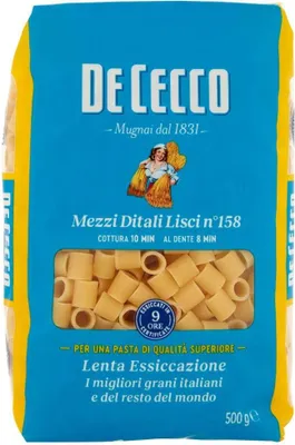 Produktbild von 24x Pasta De Cecco 100% Italienisch Mezzi Ditali Lisci N°158 Nudeln 500g + Italian Gourmet Polpa 400g