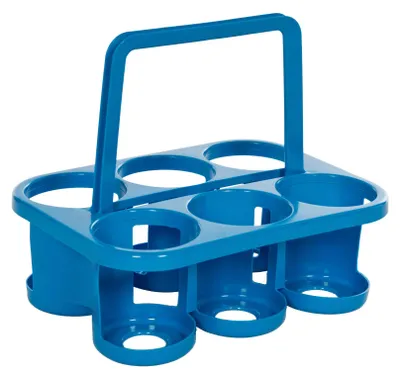 Zdjęcie produktu dla Novaliv Pojemnik na butelki 6 butelek - Stabilny uchwyt - Koszyk na napoje z tworzywa sztucznego, sztaplowany, 32x23x28cm NIEBIESKI - Idealny do kuchni i piwnicy Koszyk na napoje Pojemnik na piwo Pojemnik na napoje Skrzynka na butelki