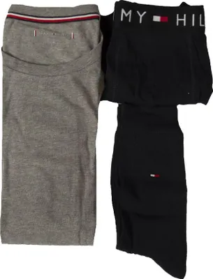 Immagine prodotto di Completo TH TOMMY HILFIGER t-shirt mezza manica paricollo + boxer elastico a vista + un paio di calze corte articolo UM0UM02615, XL, Cotone 95%,Spandex 5%