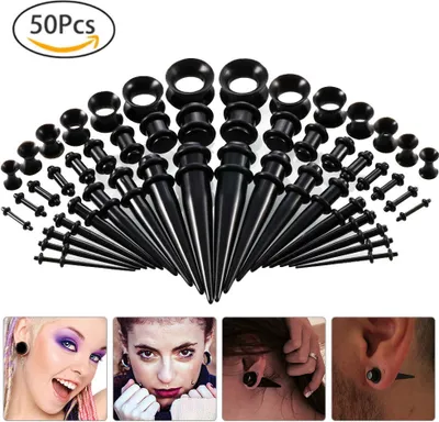 Obrázek produktu pro Topchances 50Pcs / Set Akrylový ušní měřicí kužel a zástrčka Roztahovací soupravy Flesh Tunnel Expansion Body Piercing Jewellery