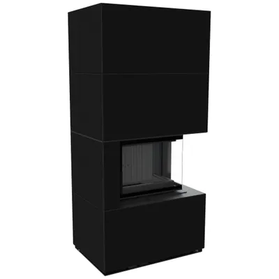 Produktbild von Kaminbausatz KRATKI FLOKI BOX rechts 8 kW Ø 160 Quarzsinter NERO ASSOLUTO schwarz Verkleidung