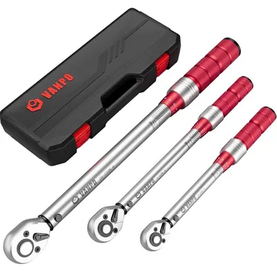Produktbild von Drehmomentschlüssel Set 3-teilig 1/4" 3/8" 1/2" 5-25Nm 5-60Nm 20-220Nm ±3% 72 Zähne Ratschenkopf für Auto Fahrrad Motorrad Wartung