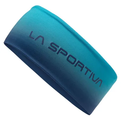Stirnband in Blau- und Türkistönen von La Sportiva; ideal für sportliche Aktivitäten.