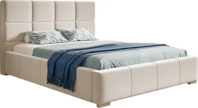 Produktbild von Polsterbett 180x200 Latis mit Bettkasten, Hersteller - Schlafzimmer, Doppelbett, Samtstoff Beige