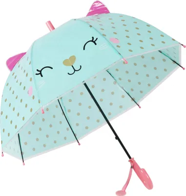 Produktbild von Kinder Regenschirm 3D mit Tiermotiv Katze Transparent Automatik