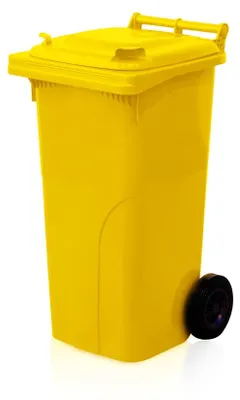 Obrázek produktu pro Popelnice 120 HDPE, kolečka, žlutá PREMIUM