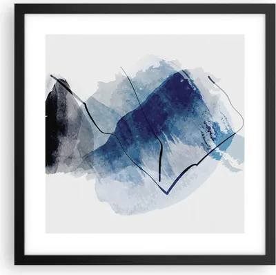 Produktbild von Gerahmtes Poster - Schwarzer Rahmen - Blau Schwarz Abstraktion - 40x40 cm - Wand Bild - Wanddeko - Wandbilder - Kunstposter - Wandposter - Bilderrahmen - Bilder - Kunstdruck - P2BAC40x40-5058