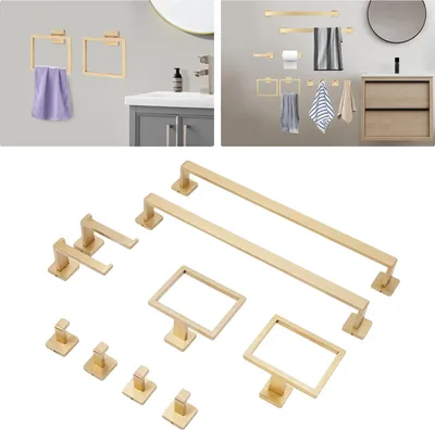 Produktbild von Badezimmer Handtuchstangen-Set, 10 Teile, Handtuchstange Größe 60*5*56 cm, Handtuchring Größe 16*13*5 cm, Toilettenpapierhalter Größe 16*5*14 cm, rostfreier Edelstahl