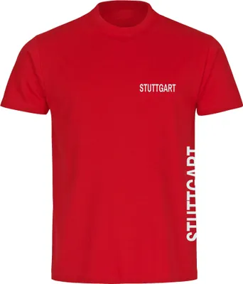 Produktbild von multifanshop Herren T-Shirt - Stuttgart - Brust & Seite, rot, Größe M
