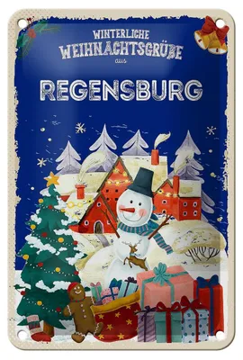 Produktbild von Blechschild Weihnachtsgrüße REGENSBURG Geschenk Dekoration 12x18cm