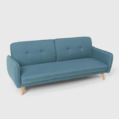 Immagine prodotto di Divano letto Merida in design nordico Clic Clac Divano letto a 3 posti in tessuto - Blu