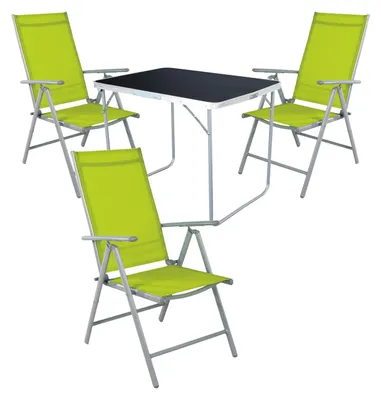 Produktbild von 4-tlg Camping Set Gartenmöbel Campingtisch + 3 Klappstuhl