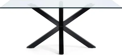 Produktbild von Tisch Argo 200 x 100 cm mit Glasplatte und schwarzen Stahlbeinen