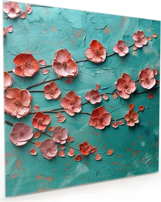 Produktbild von Küchenrückwand Spritzschutz Glas mit Motiv Blütenbaum Kunst 40 x 40 cm