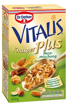 Immagine prodotto di Dr Oetker Vitalis Muesli croccante Plus Miscela di frutta secca con croccantini 450g