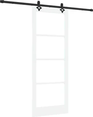 Produktbild von vidaXL Schiebetür Weiß 83 x 211 cm Massivholz Kiefer und Glas
