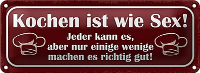 Produktbild von Blechschild Spruch 27x10cm Kochen wie Sex jeder kann aber Dekoration