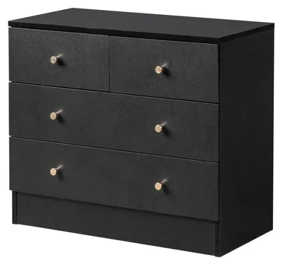 Image de Commode avec 4 tiroirs, couleur noire, dimensions 66 x 33 x 57,5 cm