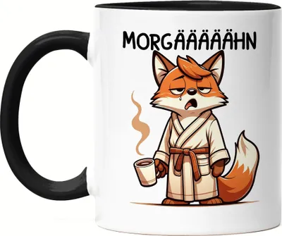 Produktbild von Morgääään Müder Fuchs Tasse Schwarz - Fuchs Motivation Morgens